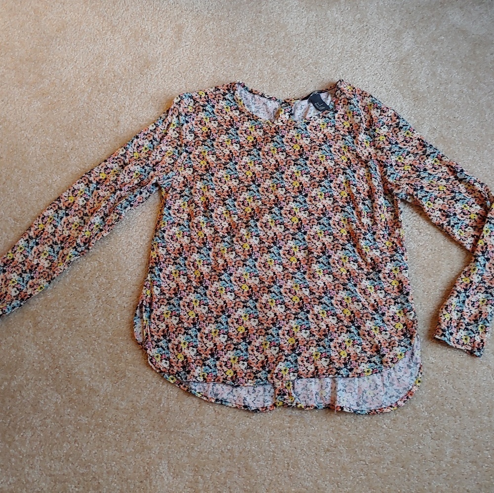 H&M floral orange yellow and blue blouse
